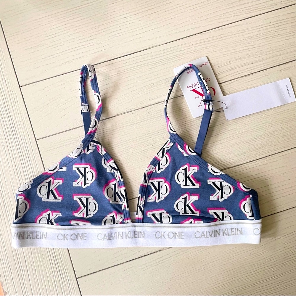 Calvin Klein CK One Triangle Bralette Logo Print